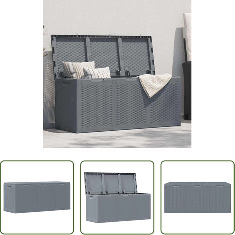 Rangement jardin - Boîte de rangement de jardin gris PP rotin 270 L (1/5)