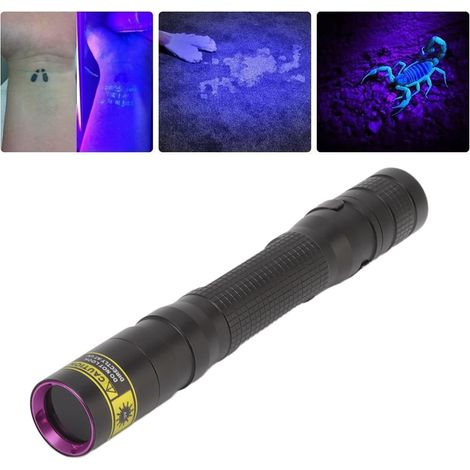 Lampe stylo UV LED 365 nm, mini-stylo à clip, petite lampe torche portable avec miroir noir, lampe UV pour la détection des taches d'urine d'animaux et des agents fluorescents (1/5)