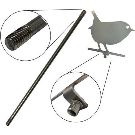 Stainless steel Wren Silhouette - Garden Ornament - 450 mm Leg (1/5)