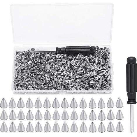 300pcs Punk Silver Metal Rivets Cones Screwdriver (1/5)