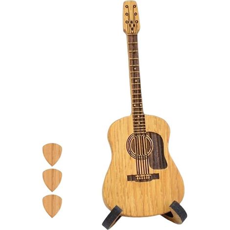 Boîte à médiators en bois pour guitare acoustique avec support, portable et faite à la main. (1/5)