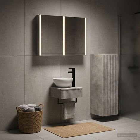 vidaXL Bathroom Cabinet Set 4 pcs Concrete Grey Engineered Wood (1/5)
