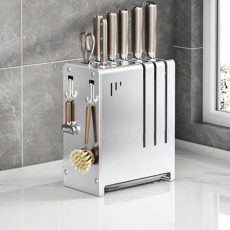 Edelstahl-Messerhalter für die Küche – Multifunktions-Organizer mit Wandmontage und großem Fassungsvermögen 18,3 x 11 x 24 cm
