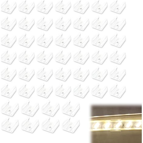 Clips de Montage pour Bande Lumineuse LED Néon, Support de Fixation en Plastique Translucide, Compatible avec Bandes de 12mm à 14mm, Idéal pour Décoration Intérieure et Extérieure, Paquet de 50 (1/5)