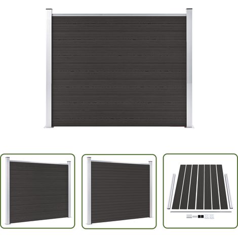 The Living Store Zaunelement WPC 180x146 cm Schwarz - Gartenzaun - WPC Zaun - Holzzaun - Privacy Screen - Zaunelement (1/5)