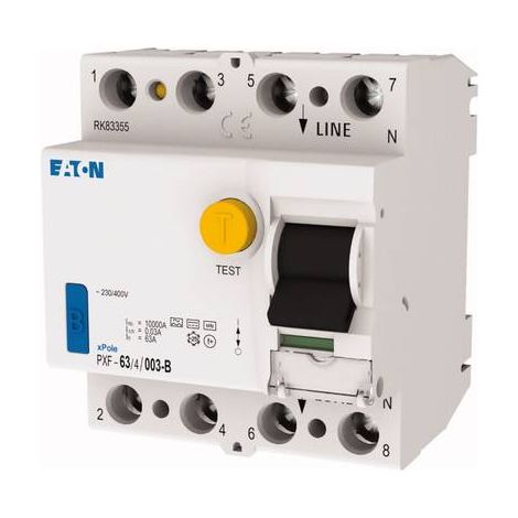 EATON 300302 PXF-63/4/003-B DISJONCTEUR DIFFÉRENTIEL INTERRUPTEUR DIFFÉRENTIEL SENSIBLE TOUS COURANTS B 4 PÔLES 63 A 0.03 A 230