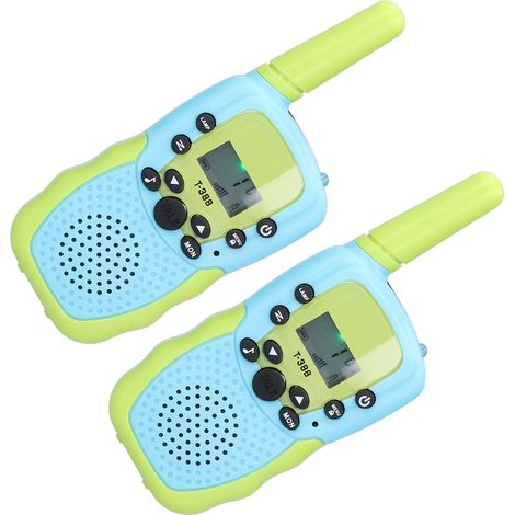 Lot de 2 mini talkies-walkies rechargeables par USB, radios sans fil, jouets pour enfants, cadeaux d'anniversaire et de Noël, bleu et vert, modèle américain 22 canaux FRS 462-467 MHz (1/5)
