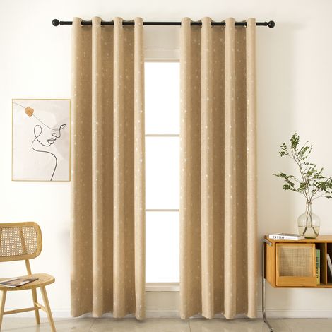 Rideau occultant pour salon, rideau isolant thermique, rideau à œillets, convient pour porte-fenêtre, lot de 2, 132 x 213 cm