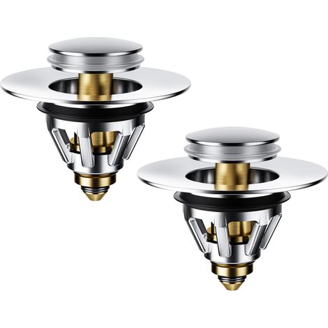 Tappo di scarico a molla da 33,5 mm di calibro con filtro in acciaio inox - Tappo per lavello 3 in 1 per prevenire l'intasamento (2 pezzi) (1/5)