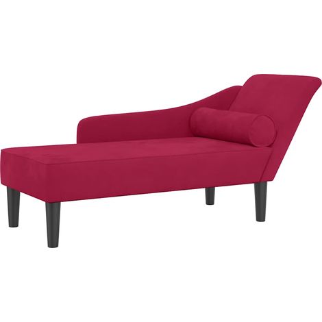 Chaise longue  Transat  Bain de soleil avec coussins rouge bordeaux velours (1/5)