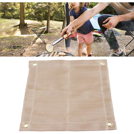 Tapis ignifugé en fibre de verre résistant aux hautes températures pour foyer extérieur, accessoires pour barbecue, camping et pique-nique, format mini 30 x 30 cm / 11,81 x 11,81 pouces (1/5)