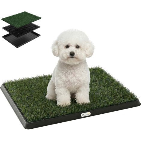 Alfombra para perros con bandeja y césped artificial, 63 x 50,5 cm, verde (1/5)