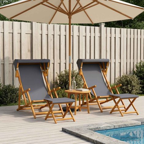 vidaXL Silla de terraza 4 pcs 3 Posición Madera de Eucalipto Maciza (1/5)