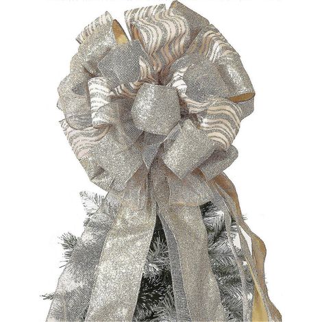 Großer Baldachin (33 x 86 cm) mit fließender Schleife, Weihnachtsdekoration (Roségold) bd (1/2)