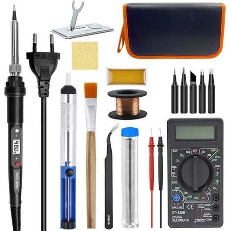 80-W-Elektrolötset – LCD-Bildschirm – Einstellbare Temperatur 180 °C–520 °C – 17-teilig (1/4)