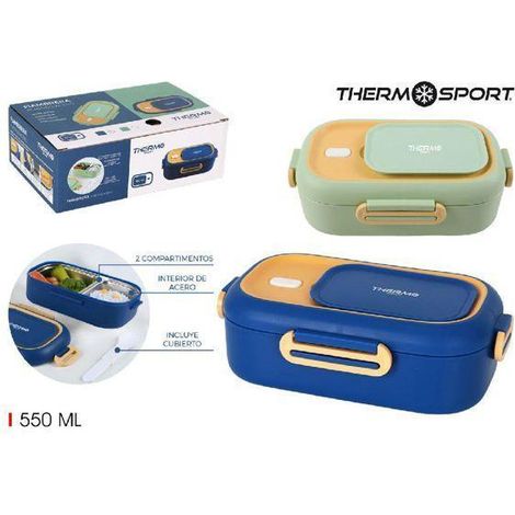 fiambrera termo plastico acero inoxidable con cubierto incluido 550 ml thermo