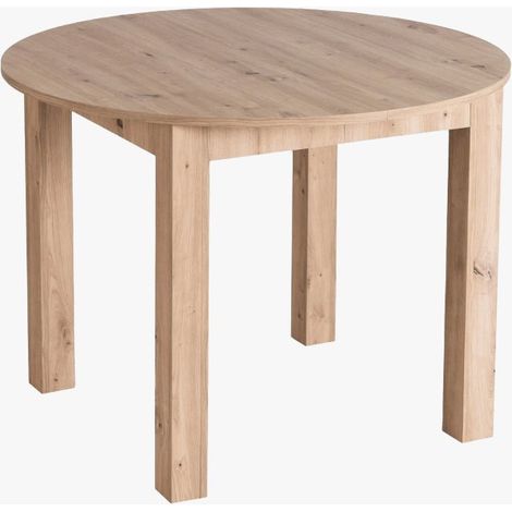 HARRY Table à manger ronde extensible couleur bois clair pieds métal noir 102-142 cm (1/5)