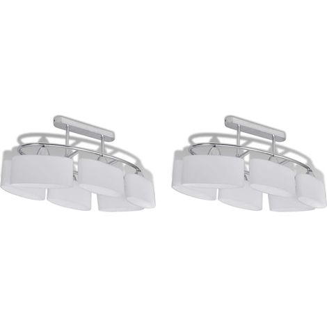 vidaXL Lámparas de techo 2 uds con pantalla de cristal elipsoidal E14 (1/2)