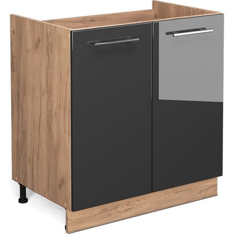 Spülenunterschrank Fame-Line, Anthrazit Hochglanz, 80 cm ohne Arbeitsplatte, Vicco