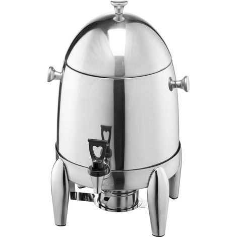 Distributeur de boissons en acier inoxydable, 12 L, avec brûleur à alcool, pour boissons chaudes et froides (café, thé, eau chaude), robinet et tube à glaçons, idéal pour restaurants, hôtels et fêtes. (1/5)