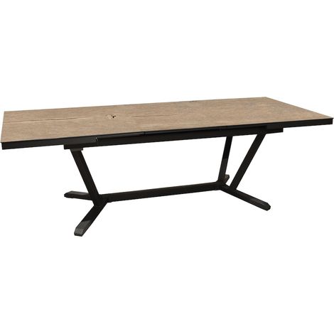 PROLOISIRS Table extensible - VITA - Aluminium époxy graphite - Plateau céramique Kedra Lenk 6 mm - 180/240 x 100 cm