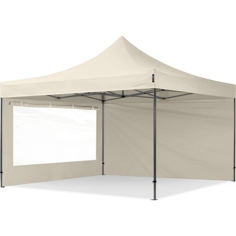 TOOLPORT 4x4m PES 750 Pop up gazebo party tent PREMIUM Steel 40 mm, incl. Sidewalls with Panorama Windows, cream (1/5)