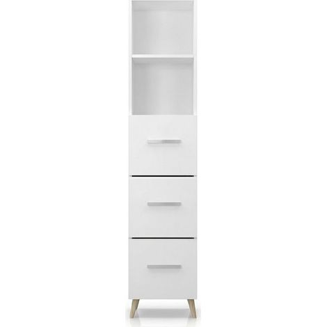 Mobile Colonna Bagno Salvaspazio Armadio Torre Ripiani 30x30x160 cm Bianco