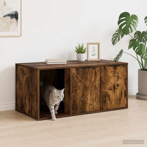 vidaXL Cat Crate Furniture Smoked Oak 100 x 49 x 45 cm Engineered Wood (1/5)