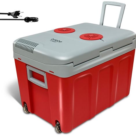 briebe Nevera Portátil Eléctrica de Viaje para Coche, Camping, 12V / 220V, Capacidad 40 L, Ruedas, Refrigera, Mantiene el Calor, Modo Bajo Consumo, Roja (1/5)