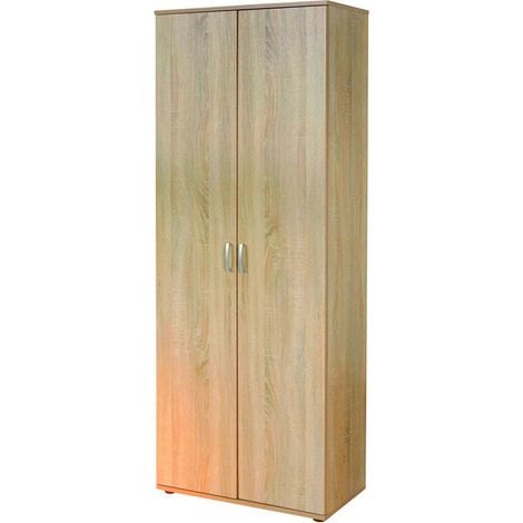 Pegane – Armoire penderie 5 étagères chêne de Sonoma – Dimensions : 70 x 34 x 189 cm – Panneaux de particules résistants et légers