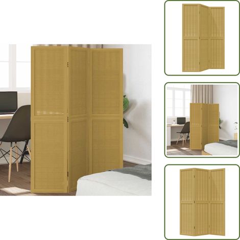 The Living Store 3-tlg. Raumteiler Braun Massivholz Paulownia - Wandtrenner (1/5)