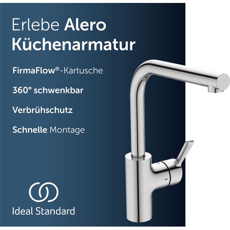 Ideal Standard Küchenarmatur Alero, FirmaFlow® Kartusche, 360° schwenkbarer Auslauf, Schnellmontagesystem (1/5)