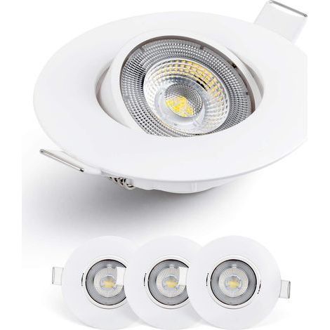 Lot de 3 Spot LED encastrable, orientable 50°, blanc chaud 3000 K, diamètre 68 mm, pour salon cuisine bureau (1/5)