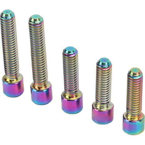5 vis de dérailleur M4, 3 vis 13,5 mm et 2 vis 20 mm en alliage de titane antirouille. Installation facile. Vis de cage pour VTT. Colorées. (1/5)
