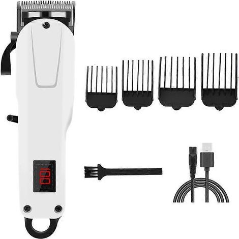 Tondeuse à cheveux professionnelle pour hommes, tondeuse électrique avec affichage numérique, rechargeable par USB, sans fil, pour cheveux et barbe. (1/5)