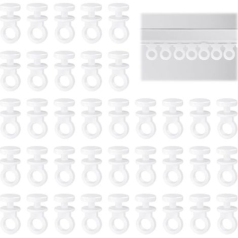 100 Pièces Crochet Rideau Rail Glisseurs Blanc Plastique Roulettes à Rideaux Blanc Tringle à Rideau Coulissant Crochet Forte Capacité de Charge Attache Rideaux Accessoires (1/5)