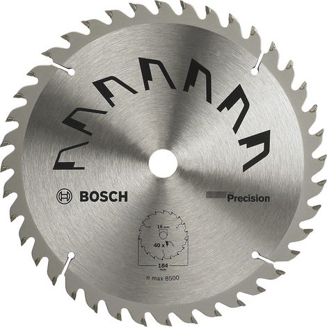 Bosch – Disque à tronçonner 184 mm – 40 dents en carbure pour bois dur et panneaux stratifiés – Épaisseur 2,5 mm – Coupe précise et rapide