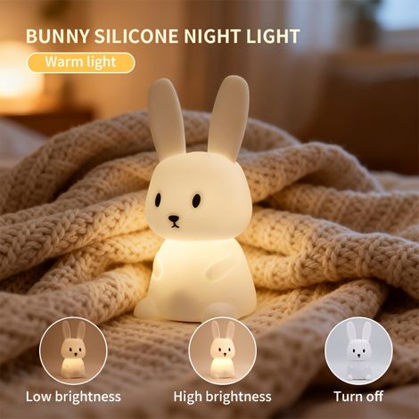 Veilleuse Lapin Mignon, Lampe de Bureau à Minuterie, Lampe de Chevet à Recharge, Gradation par Touche. Idéale pour la Décoration Intérieure. Le Meilleur Cadeau de Fêtes/Anniversaire. Cadeau de Fête de (1/5)