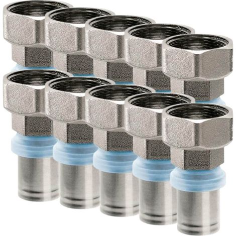 RBM – Lot de 10 raccords multicouche à sertir 1/2" F 16 – Corps laiton nickelé – Joints EPDM PEROX – Pression max 10 bars – Température max 95°C (1/3)