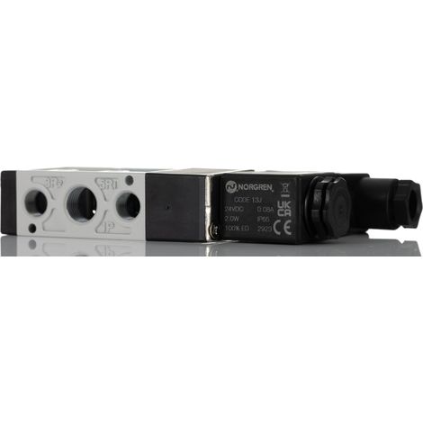 Electrodistributeur pneumatique RS PRO serie V51, Bobine/Ressort, G 1/4, 24V c.c. ( Prix pour 1 ) (1/3)