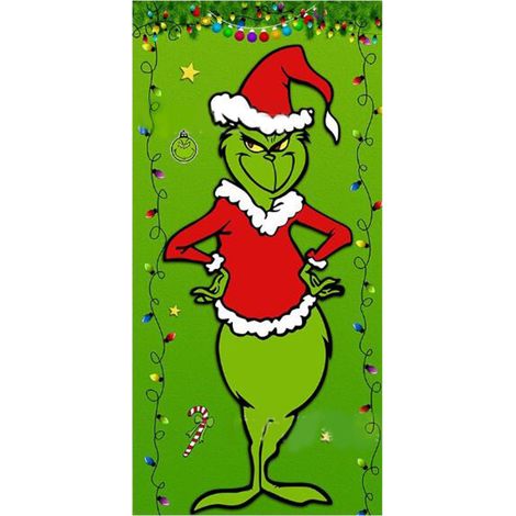 Wiederverwendbares Türschild, farbenfrohe Partydekoration, Weihnachtsmann-Hintergrundbanner für Außenfotografie, wiederverwendbares Verandaschild, Partyzubehör, Weihnachtsmann-Türbanner für Außenfotog (1/4)