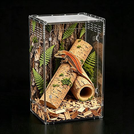 Terrarium pour reptiles haut, terrarium vertical de 11 gallons, en verre 12"x12"x18", enclos avec porte avant ouvrante et ventilation supérieure par grille, pour geckos, grenouilles arboricole (1/5)