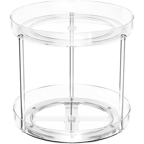Étagère à épices Lazy Susan 2 niveaux, rotation 360°, rangement cuisine organisateur (23,5 x 21,6 cm), pour salon et salle à manger (1/5)