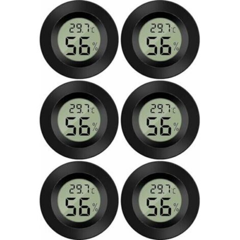(6 Stück - B) Mini-Digital-LCD-Thermometer-Hygrometer Temperatur- und Feuchtigkeitsanzeige -50-70℃ 10%-99% RH Tragbares Thermometer-Thermometer-Hygrometer-Indikator für Büro, Küche, Luftbefeuchter, In (1/5)