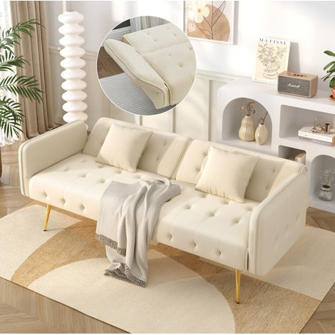 MEUBLIV Schlafsofa 178x82x70 cm Beige – verstellbare Rückenlehne und Armlehnen, ohne Matratze (1/5)