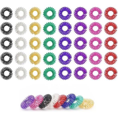 40 Pièces Bague de Massage Des Doigts, 8 Couleurs Anneaux de Massage des Doigts, Bague Accupressure pour Améliorer La Circulation Sanguine et Soulager Les Douleurs Articulaires