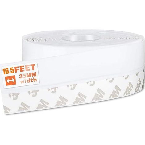 Bande d'étanchéité en silicone pour porte ou fenêtre, résistante aux intempéries et insonorisante, bande adhésive en silicone pour bas de porte (blanc, 35 mm) (1/4)