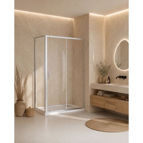 Box doccia 100x70 Nuvola Slim scorrevole 6 mm trasparente cromo H 190 (1/5)