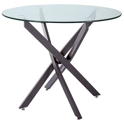 Table ronde design - Agis - D 90 x H 73 cm - Verre et noir mat - Livraison gratuite
