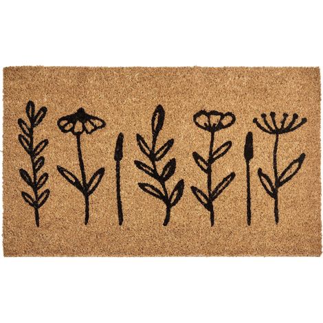 Fußmatte AGIAK Naturfarben 50 x 80 cm Blume Kokosfasern